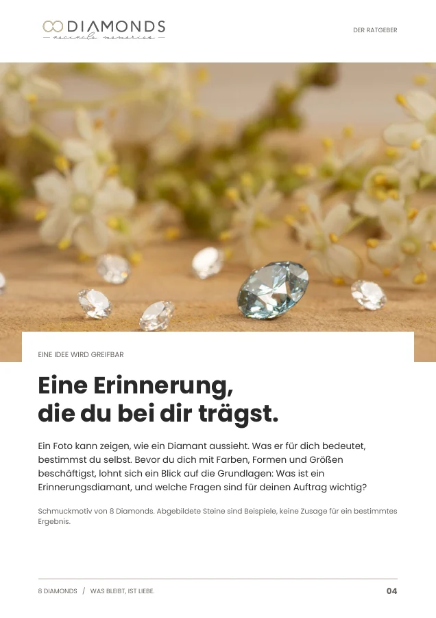 Seite 4: Eine Erinnerung, die du bei dir trägst. Mit einem Diamantmotiv.